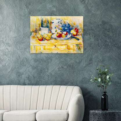 Still Life with Apples, a Bottle and a Milk Pot - Paul Cézanne Brushed Aluminum Print - 70x100 cm / 28x40 inches | Paul Cézanne Aluminum Print | Paul Cézanne Prints