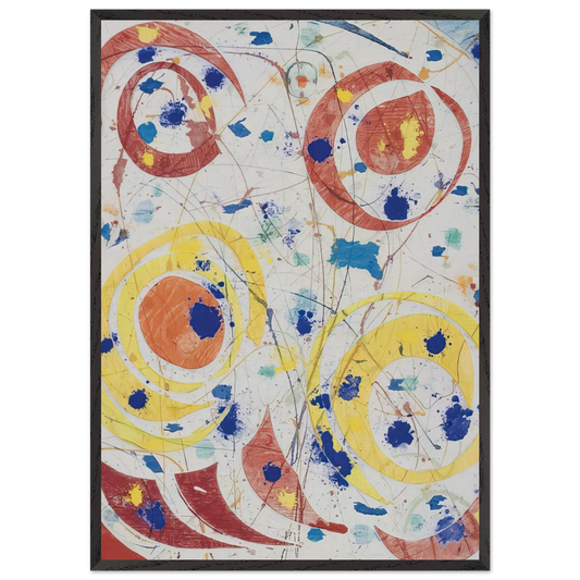 Untitled  monotype with woodcut  - Sam Francis 70x100 cm / 28x40 inches Framed Art Print – Black Wooden Frame