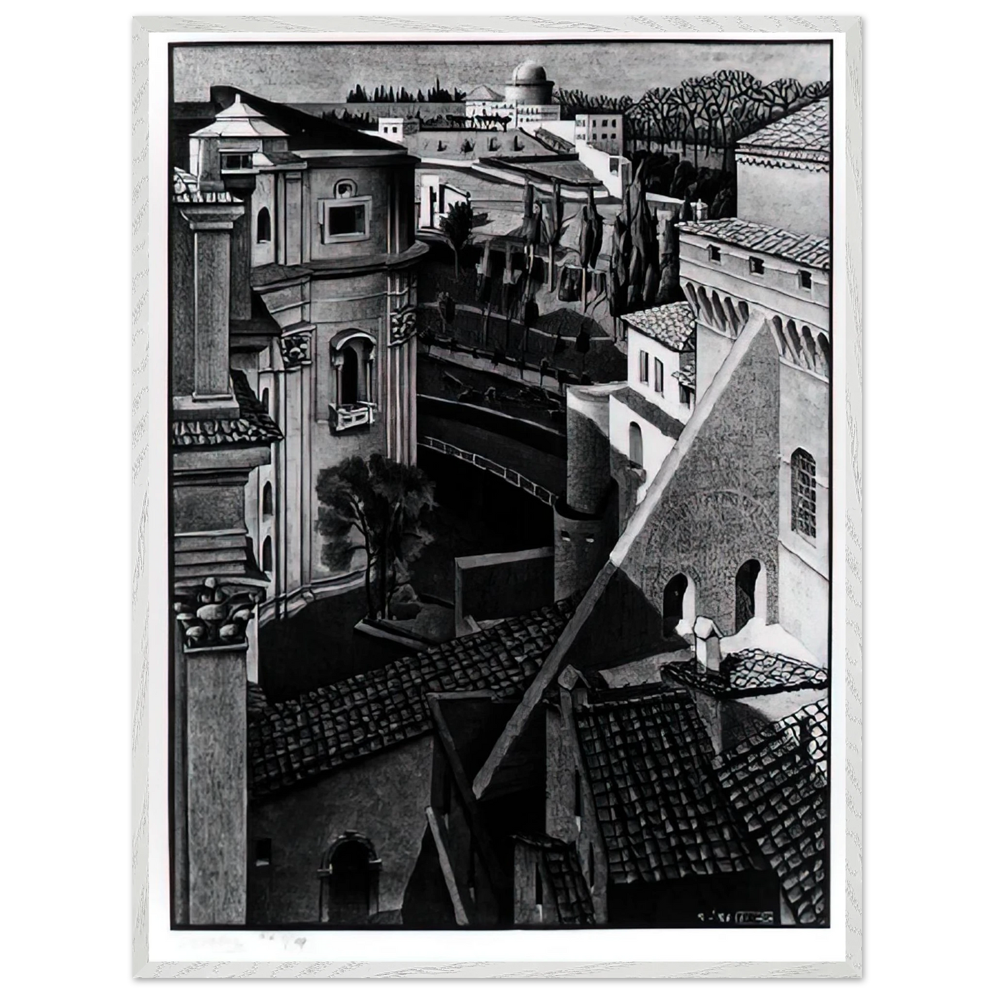 MC Escher - BERWEEN ST PETER AND SISTINE CHAPEL MARCH 1936 1936 Wall Art - 30x40 cm / 12x16 inches - Fine Art Poster - -