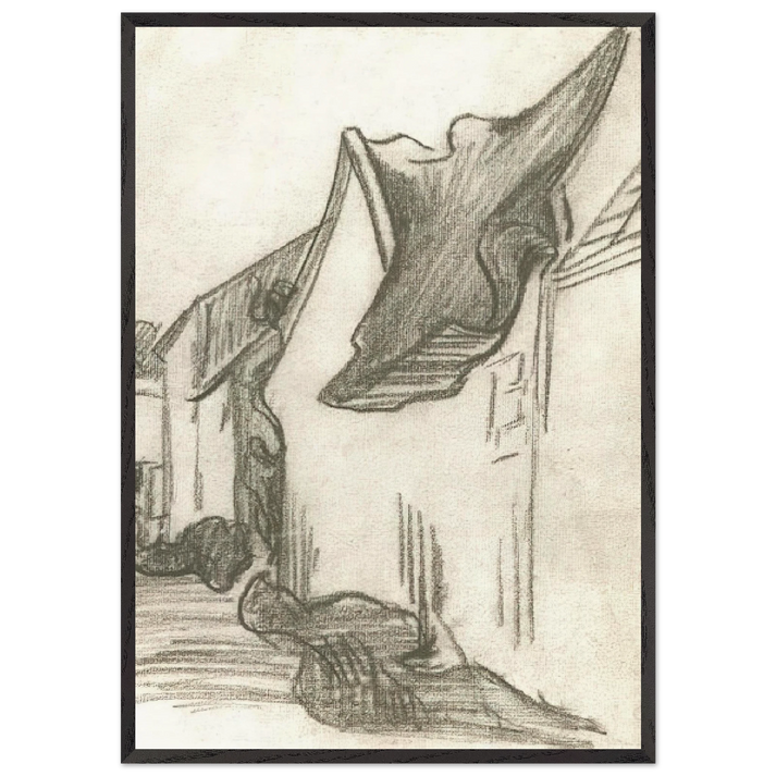 Village Street Sketch - Vincent van Gogh 70x100 cm / 28x40 inches Framed Art Print – Black Wooden Frame