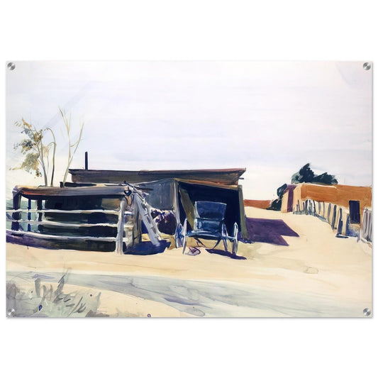 Adobes and Shed, New Mexico - Edward Hopper Acrylic Print - 70x100 cm / 28x40″ inches | Edward Hopper Wall Art | Edward Hopper Prints