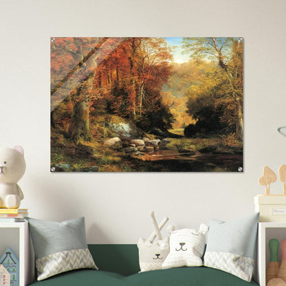 Cresheim Glen, Wissahickon, Autumn - Thomas Moran Acrylic Print - 70x100 cm / 28x40″ inches | Thomas Moran Wall Art | Thomas Moran Prints
