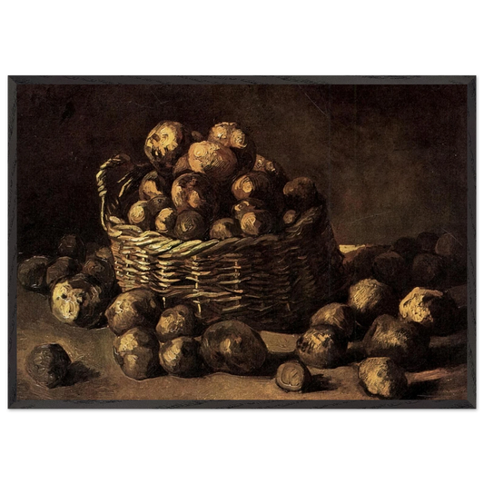 Basket of Potatoes - Vincent van Gogh 70x100 cm / 28x40 inches Framed Art Print – Black Wooden Frame