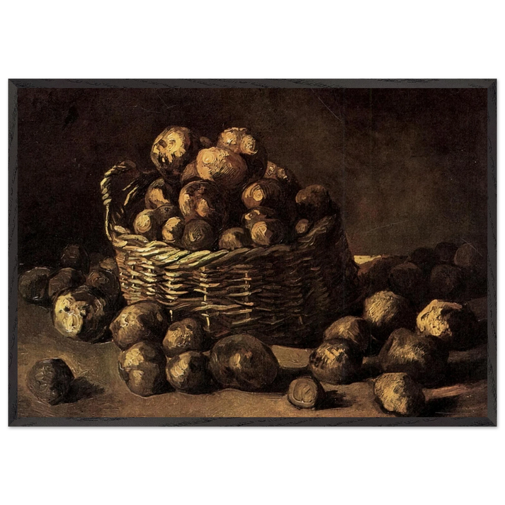 Basket of Potatoes - Vincent van Gogh 70x100 cm / 28x40 inches Framed Art Print – Black Wooden Frame