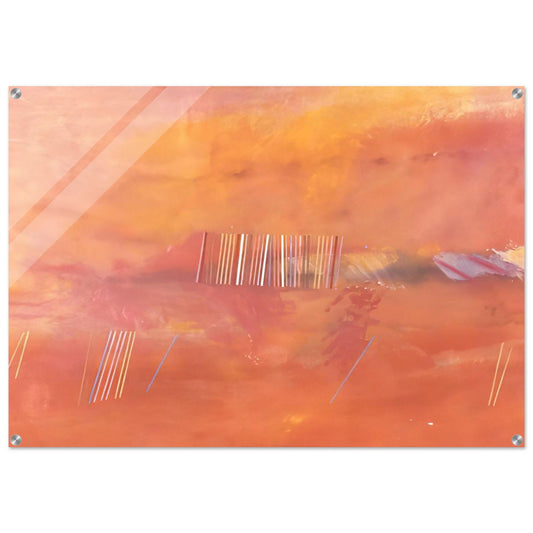 Orange Line Painting - 1969 - Ronnie Landfield Acrylic Print - 70x100 cm / 28x40″ inches