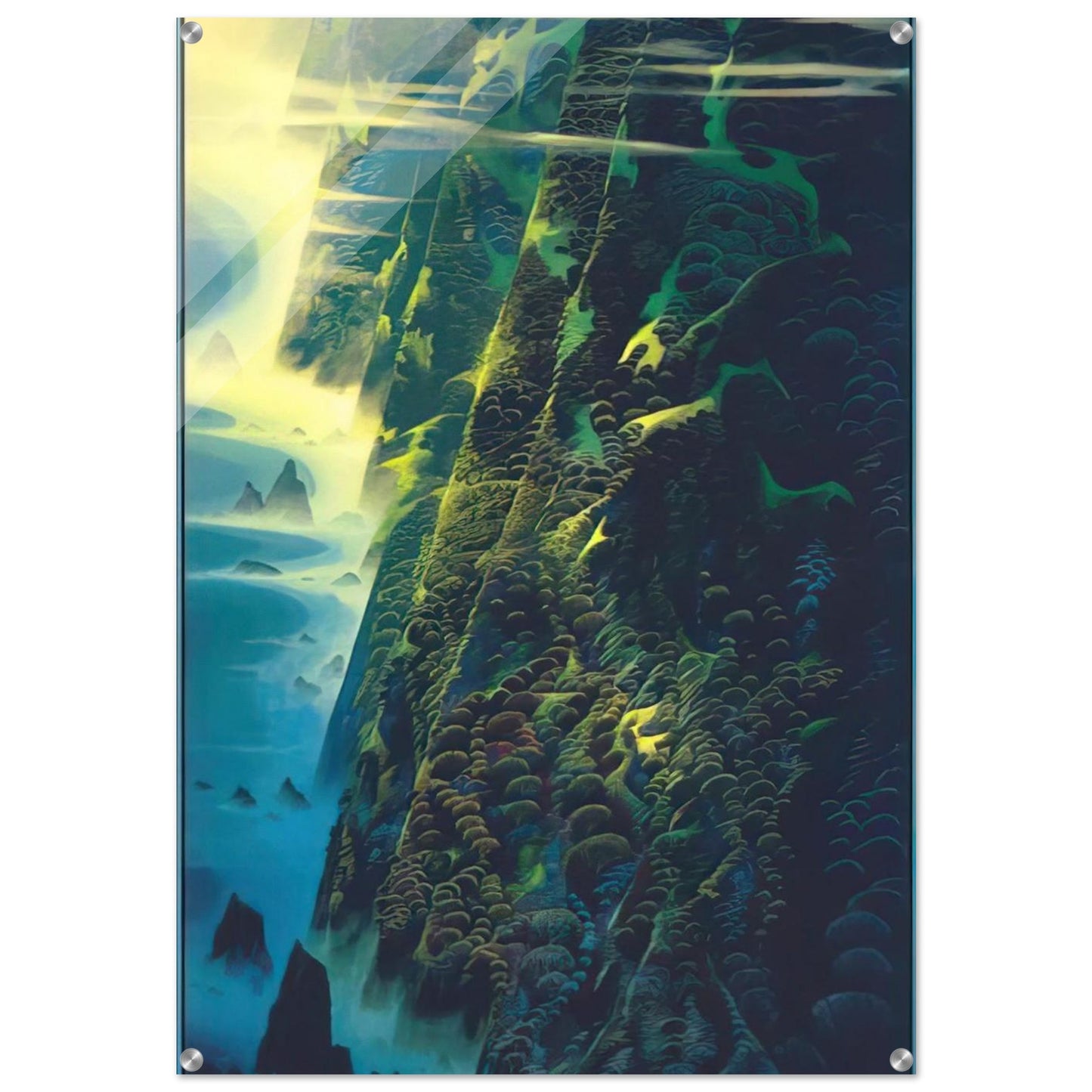 Jeweled Cliffs - Eyvind Earle Acrylic Print - 70x100 cm / 28x40″ inches | Eyvind Earle Wall Art | Eyvind Earle Prints