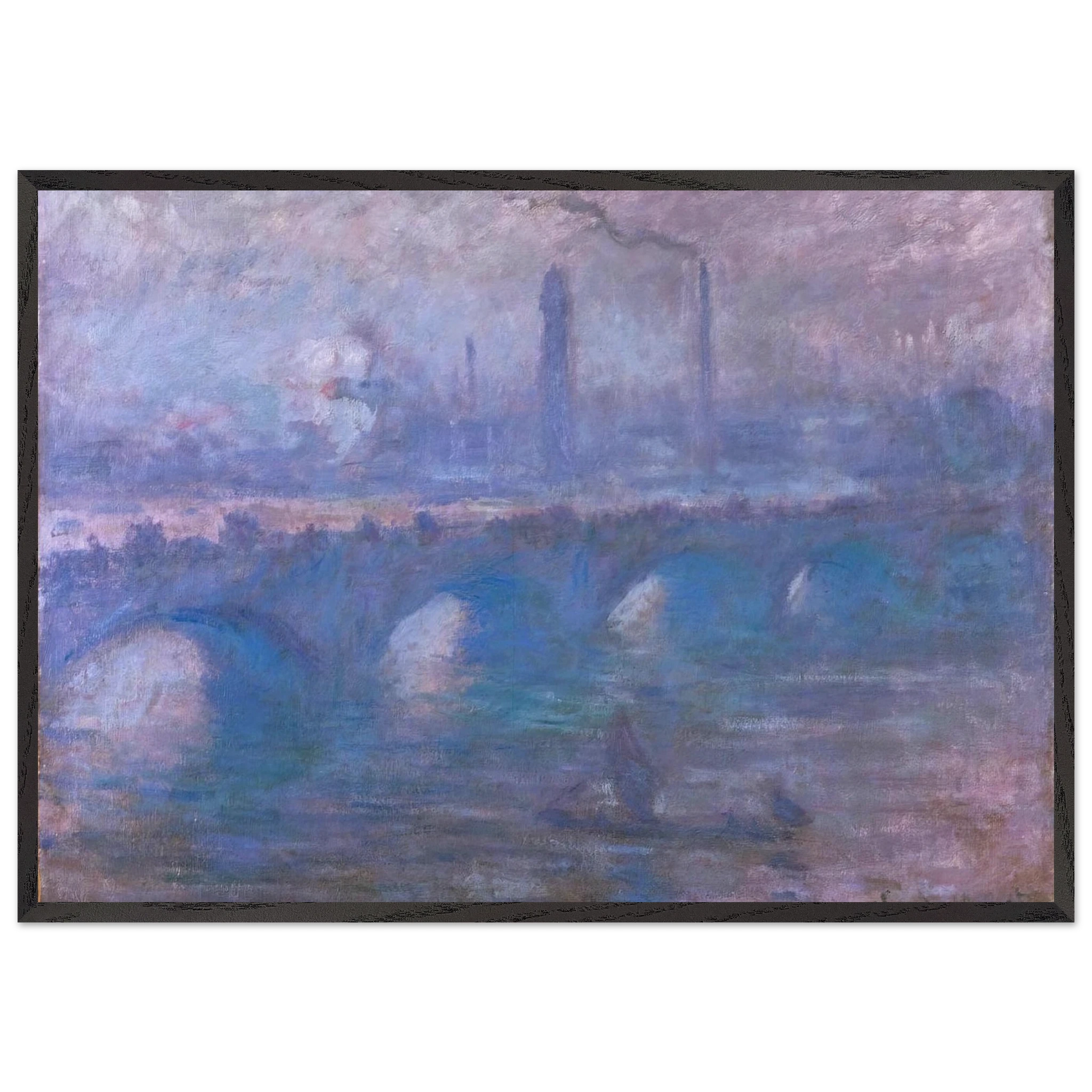 Waterloo Bridge Misty Morning - claude monet Framed Art Print – Black Wooden Frame - Default Title - -Framed Art Print