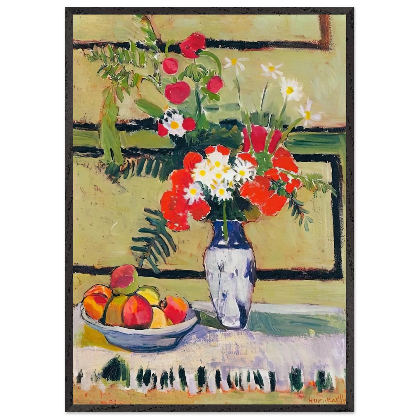 FLOWERS AND FRUIT 1909 - Henri Matisse 70x100 cm / 28x40 inches Framed Art Print – Black Wooden Frame