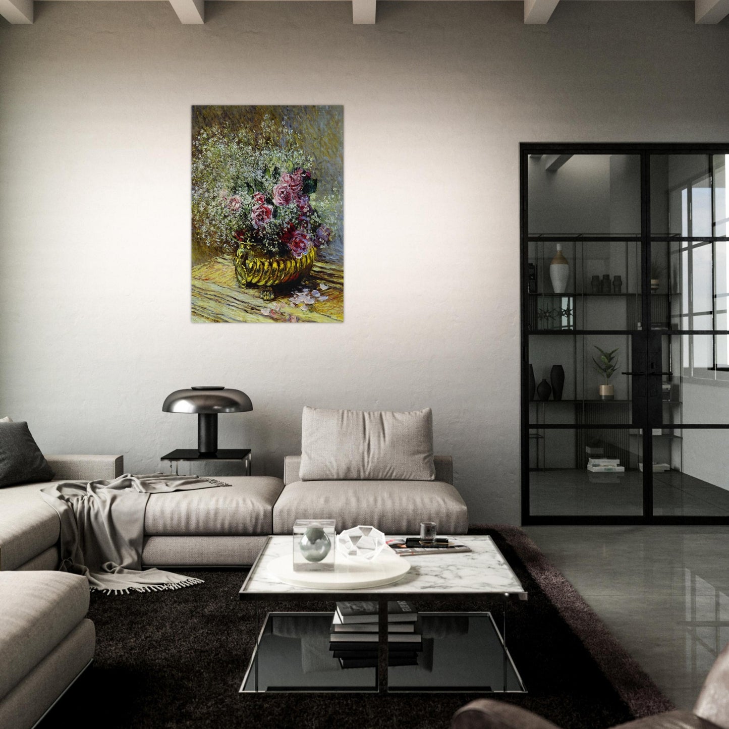 Flowers in a Pot - claude monet Brushed Aluminum Print - 70x100 cm / 28x40 inches | claude monet Aluminum Print | claude monet Prints