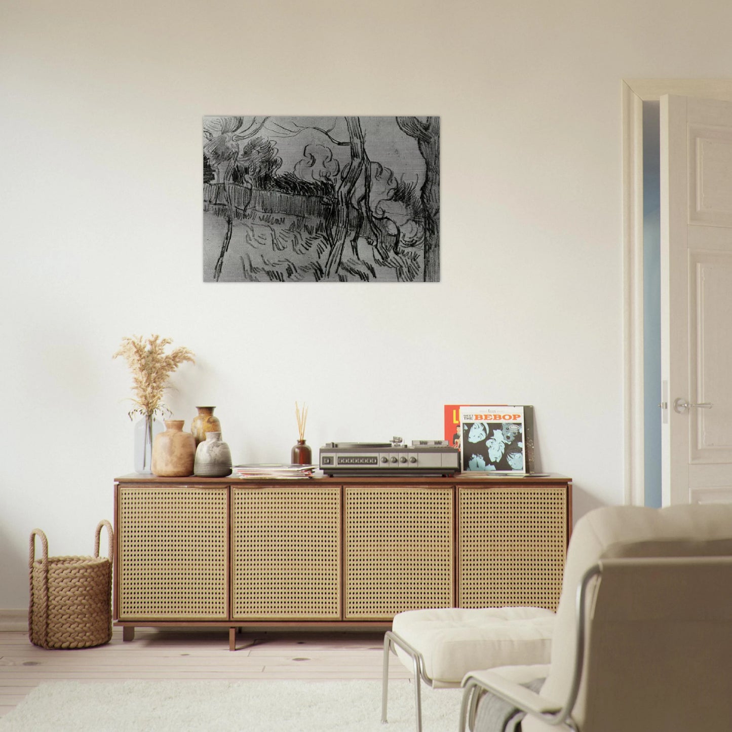 Pine Trees Seen against the Wall of the Asylum - Vincent van Gogh Brushed Aluminum Print - 70x100 cm / 28x40 inches | Vincent van Gogh Aluminum Print | Vincent van Gogh Prints