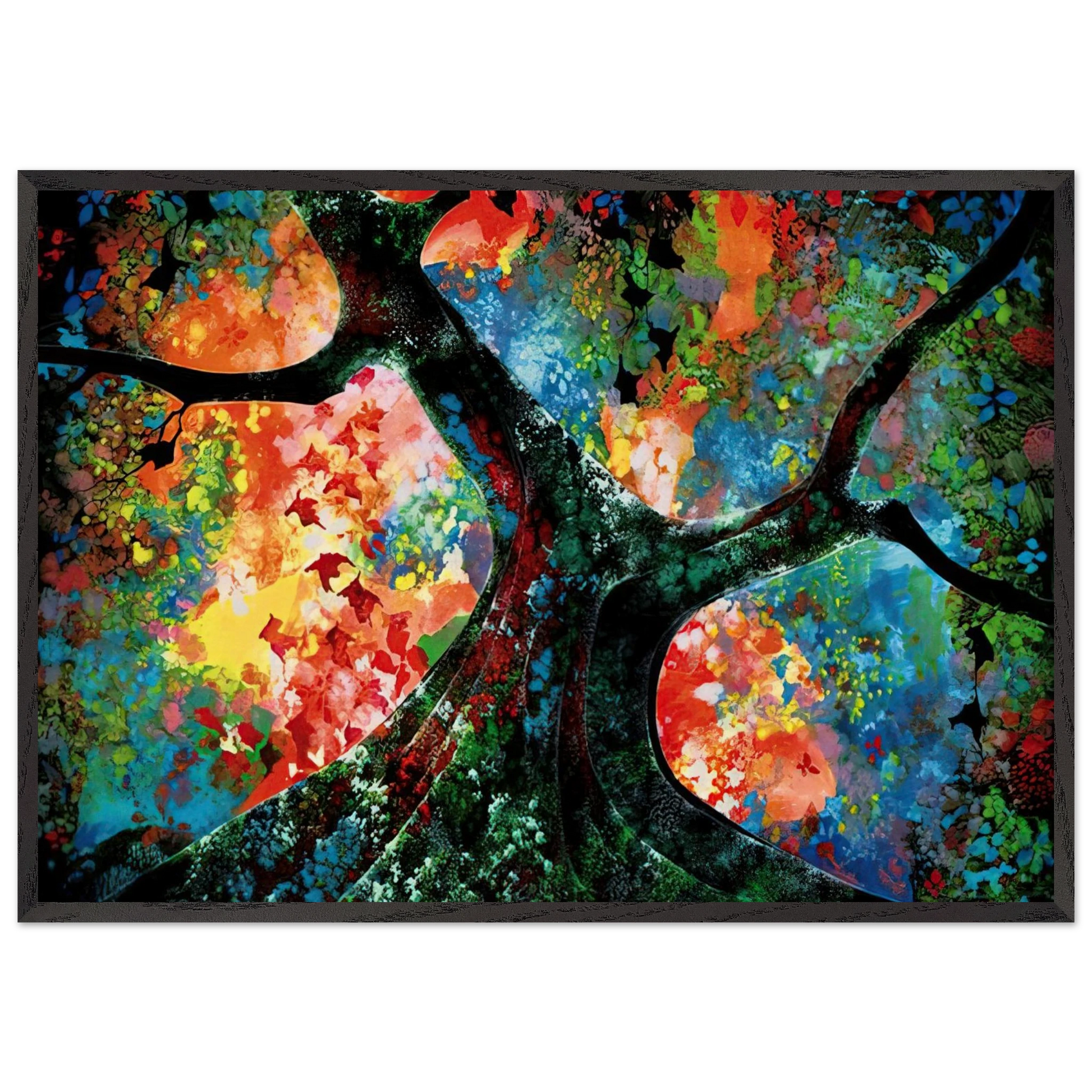 Waves of Golden Fire - Eyvind Earle Framed Art Print – Black Wooden Frame - Default Title - -Framed Art Print