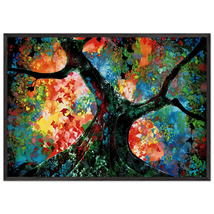 Waves of Golden Fire - Eyvind Earle 70x100 cm / 28x40 inches Framed Art Print – Black Wooden Frame