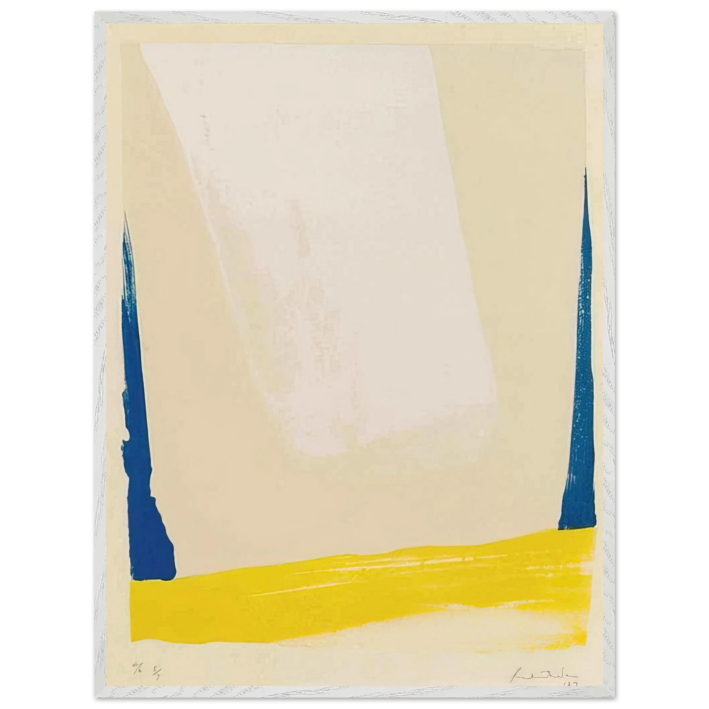 Helen Frankenthaler - White Portal - 1967 Wall art - 30x45 cm / 12x18 inches - Premium Wooden Framed Poster With Fine Art Paper - White frame
