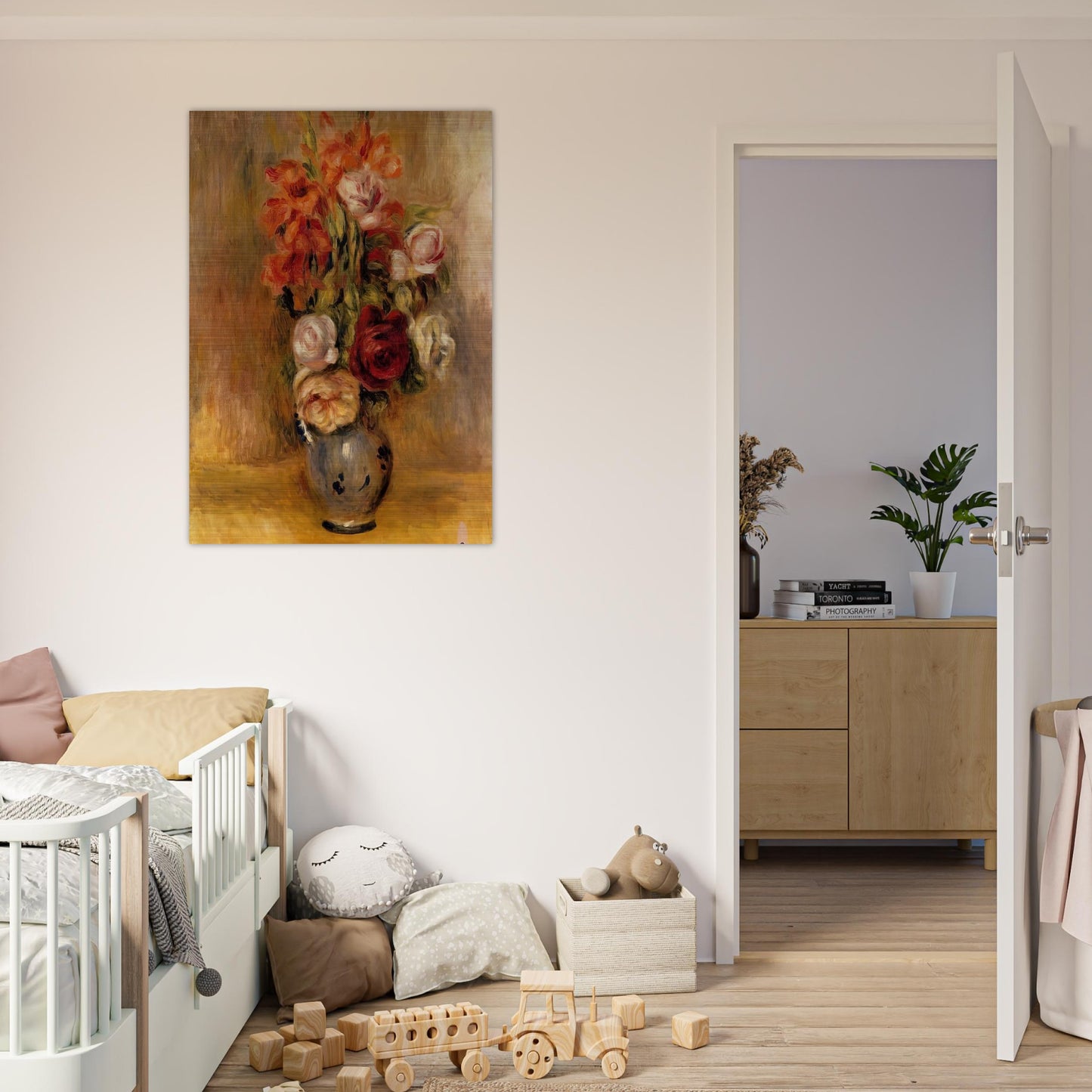 Vase of Gladiolas and Roses - Pierre-Auguste Renoir Brushed Aluminum Print - 70x100 cm / 28x40 inches | Pierre-Auguste Renoir Aluminum Print | Pierre-Auguste Renoir Prints