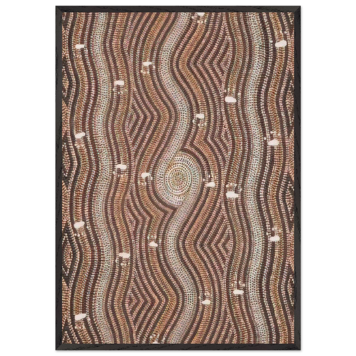 Possum Dreaming - 1985 - Clifford Possum Tjapaltjarri 70x100 cm / 28x40 inches Framed Art Print – Black Wooden Frame