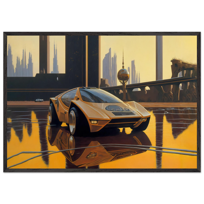 Syd Mead N17 - Syd Mead 70x100 cm / 28x40 inches Framed Art Print – Black Wooden Frame