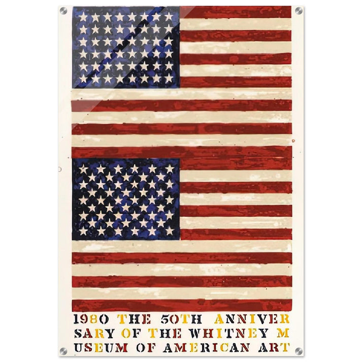 TWO FLAGS WHITNEY ANNIVERSARY ULAE 207 1980 - Jasper Johns Acrylic Print - 70x100 cm / 28x40″ inches