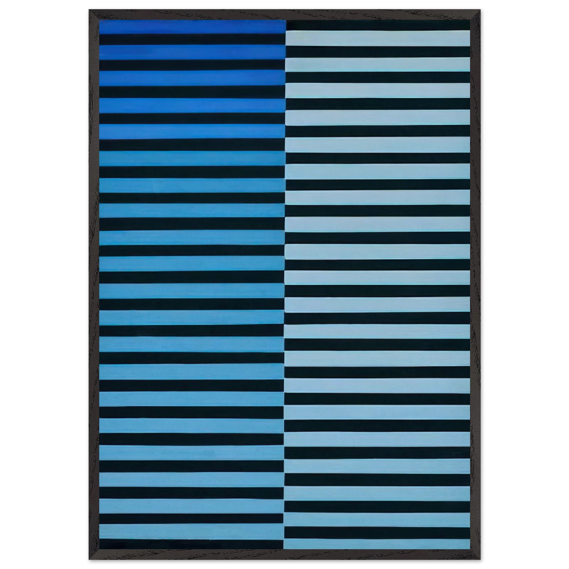 Ricerca del colore azzurro su nero - 1968 - Dadamaino Framed Art Print – Black Wooden Frame - Default Title - -Framed Art Print