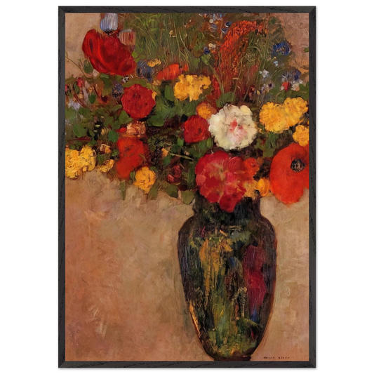 VASE OF FLOWERS 7 - Odilon Redon Framed Art Print – Black Wooden Frame - Default Title - -Framed Art Print