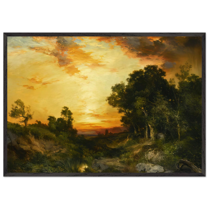 Sunset Amagansett - Thomas Moran 70x100 cm / 28x40 inches Framed Art Print – Black Wooden Frame