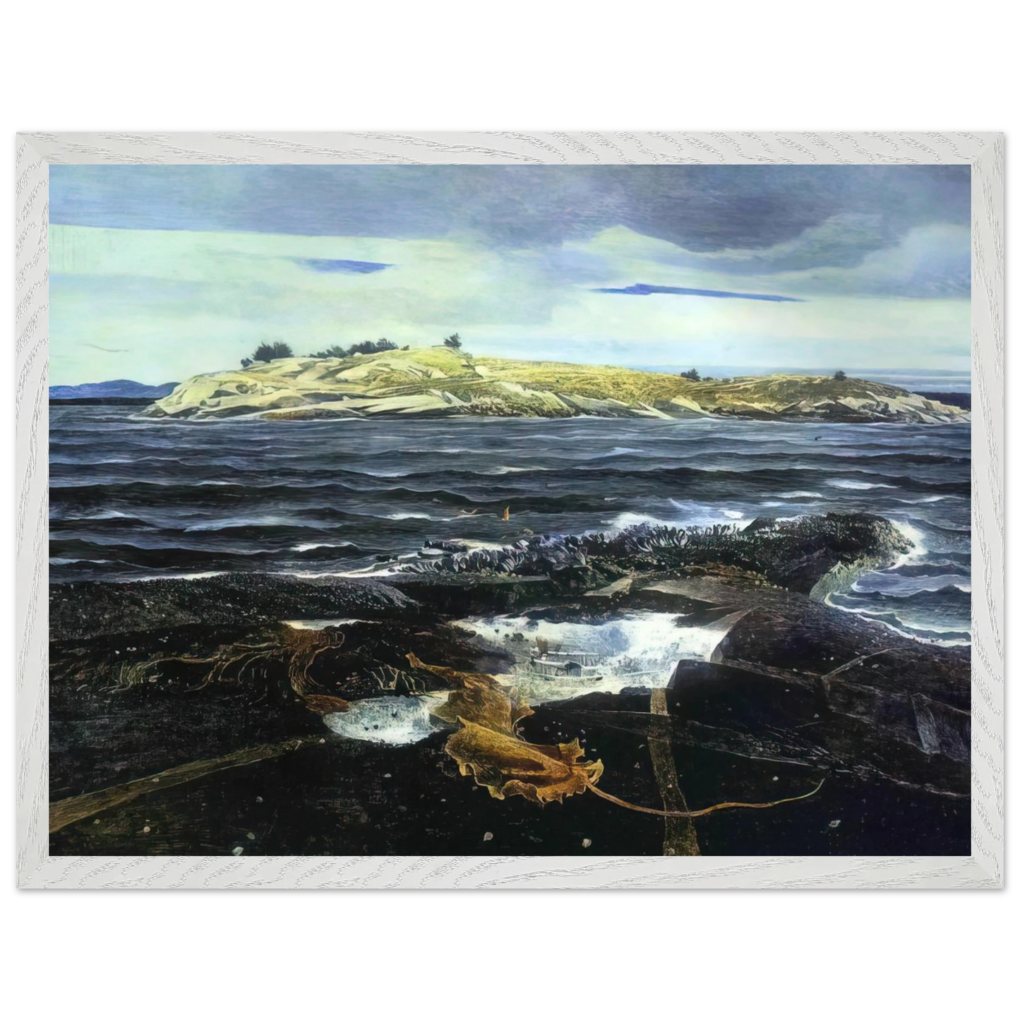 Andrew Wyeth - LITTLE CALDWELLS ISLAND Wall Art - 30x40 cm / 12x16 inches - Premium Wooden Framed Poster With Fine Art Paper - Black frame