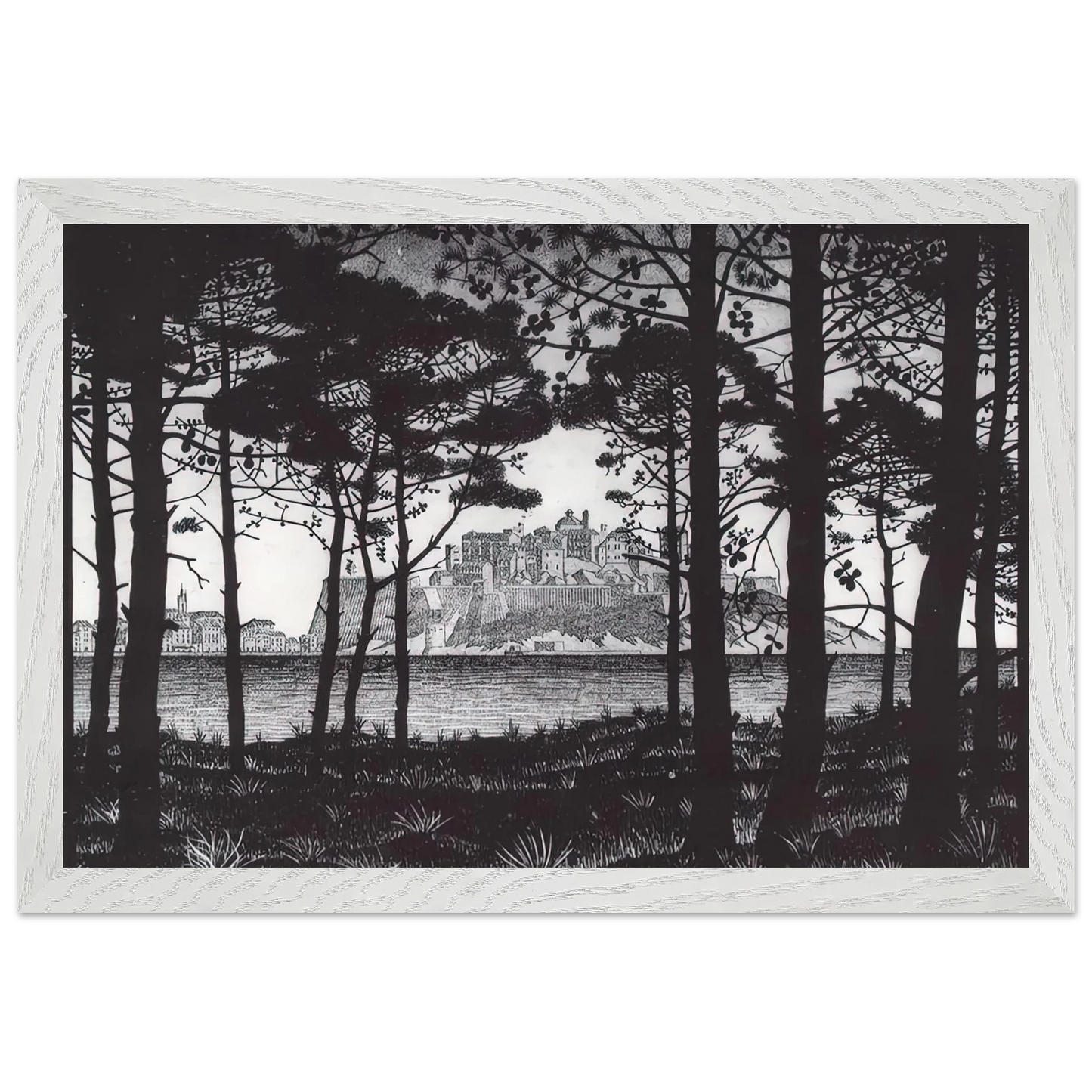 MC Escher - PINETA OF CALVI CORSICA Wall Art - 30x40 cm / 12x16 inches - Fine Art Poster - -
