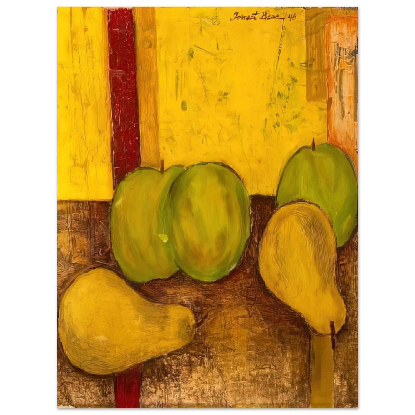 Forrest Bess - Still life with green apples and pears - 1948 Fine Art Poster - Default Title