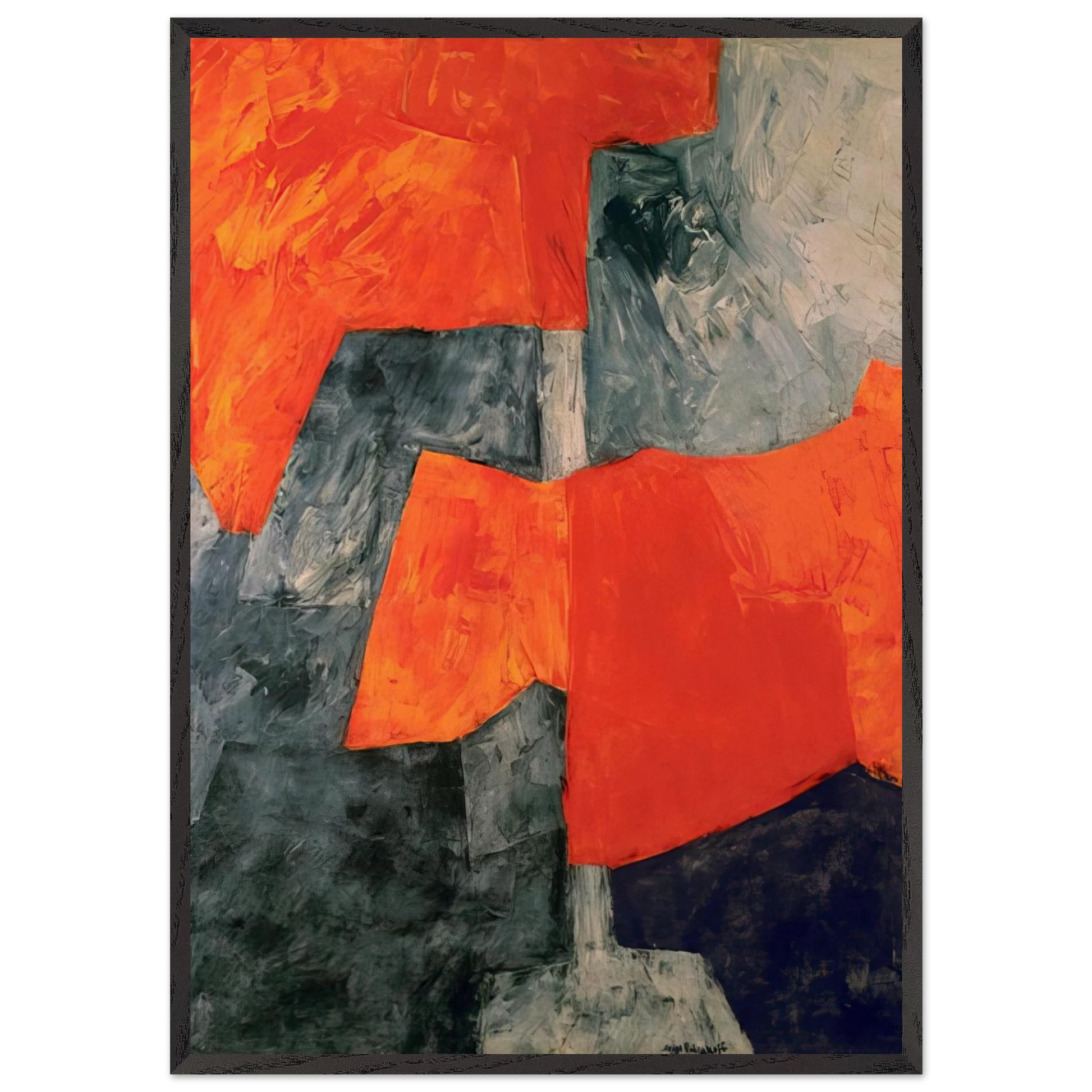 Composition grise et rouge - 1964 - Serge Poliakoff Framed Art Print – Black Wooden Frame - Default Title - -Framed Art Print