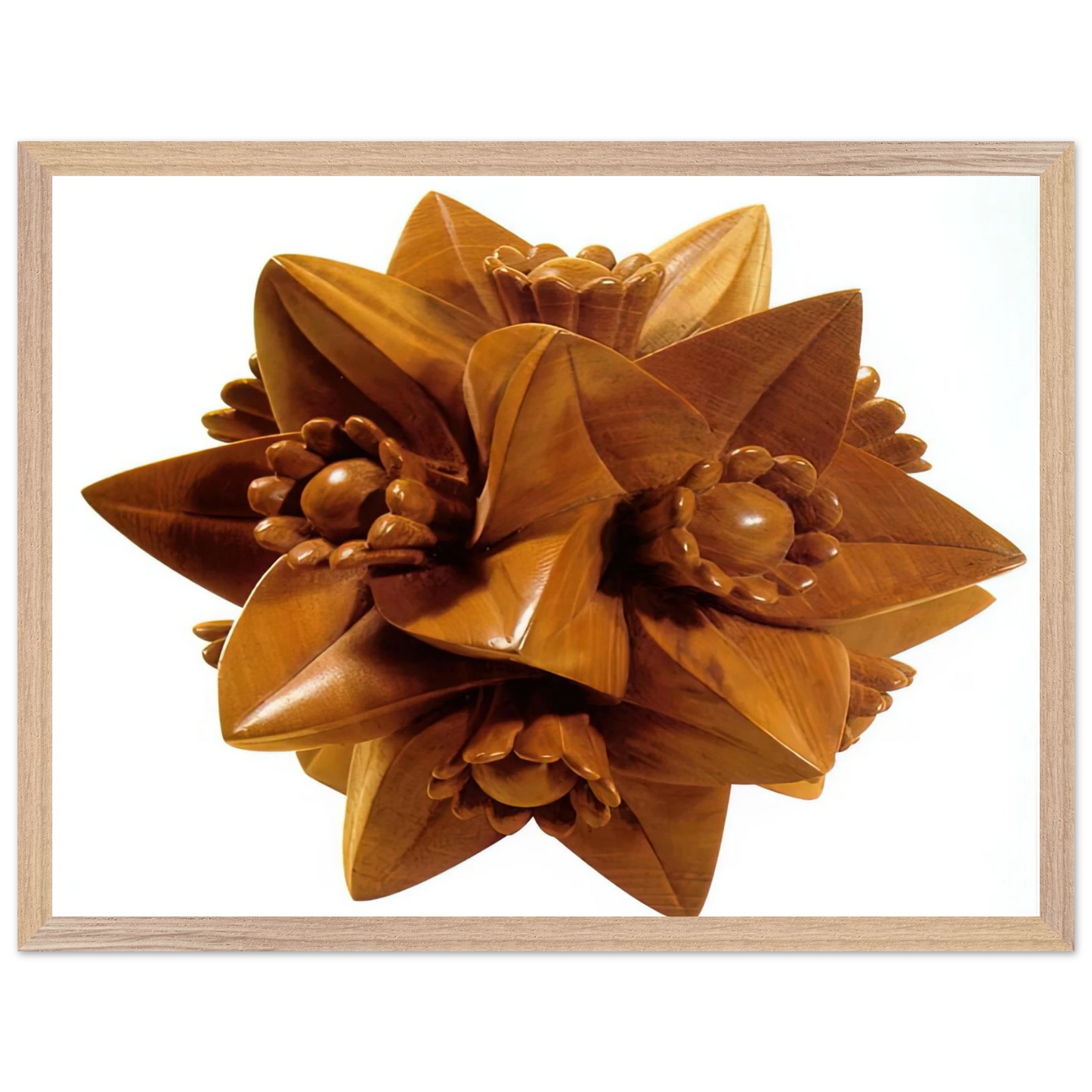 MC Escher - POLYHEDRON WITH FLOWERS Wall Art - 60x80 cm / 24x32 inches - Premium Wooden Framed Poster With Fine Art Paper - Black frame