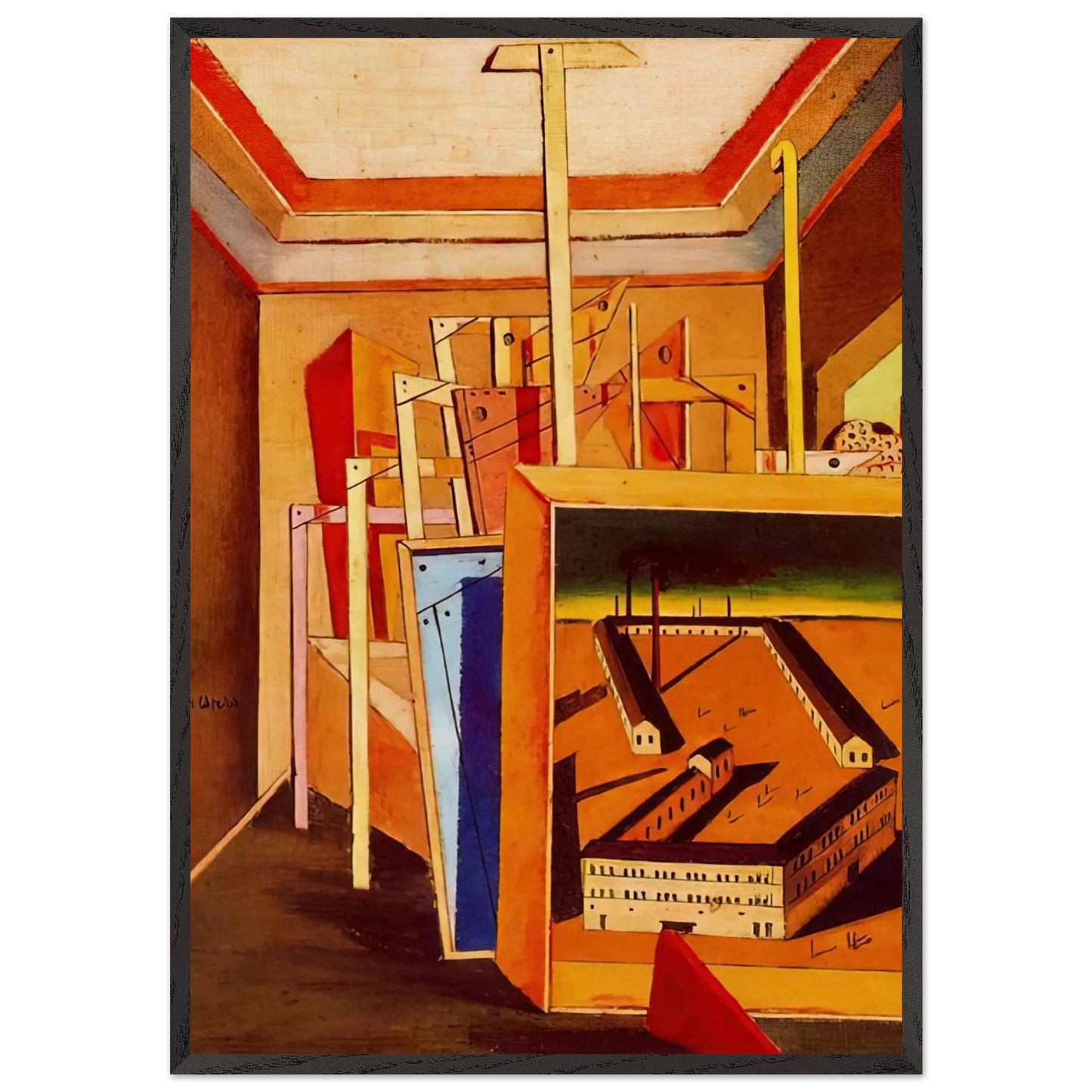 METAPHYSICAL INTERIOR OF STUDIO 1948 - Giorgio de Chirico Framed Art Print – Black Wooden Frame - Default Title - -Framed Art Print
