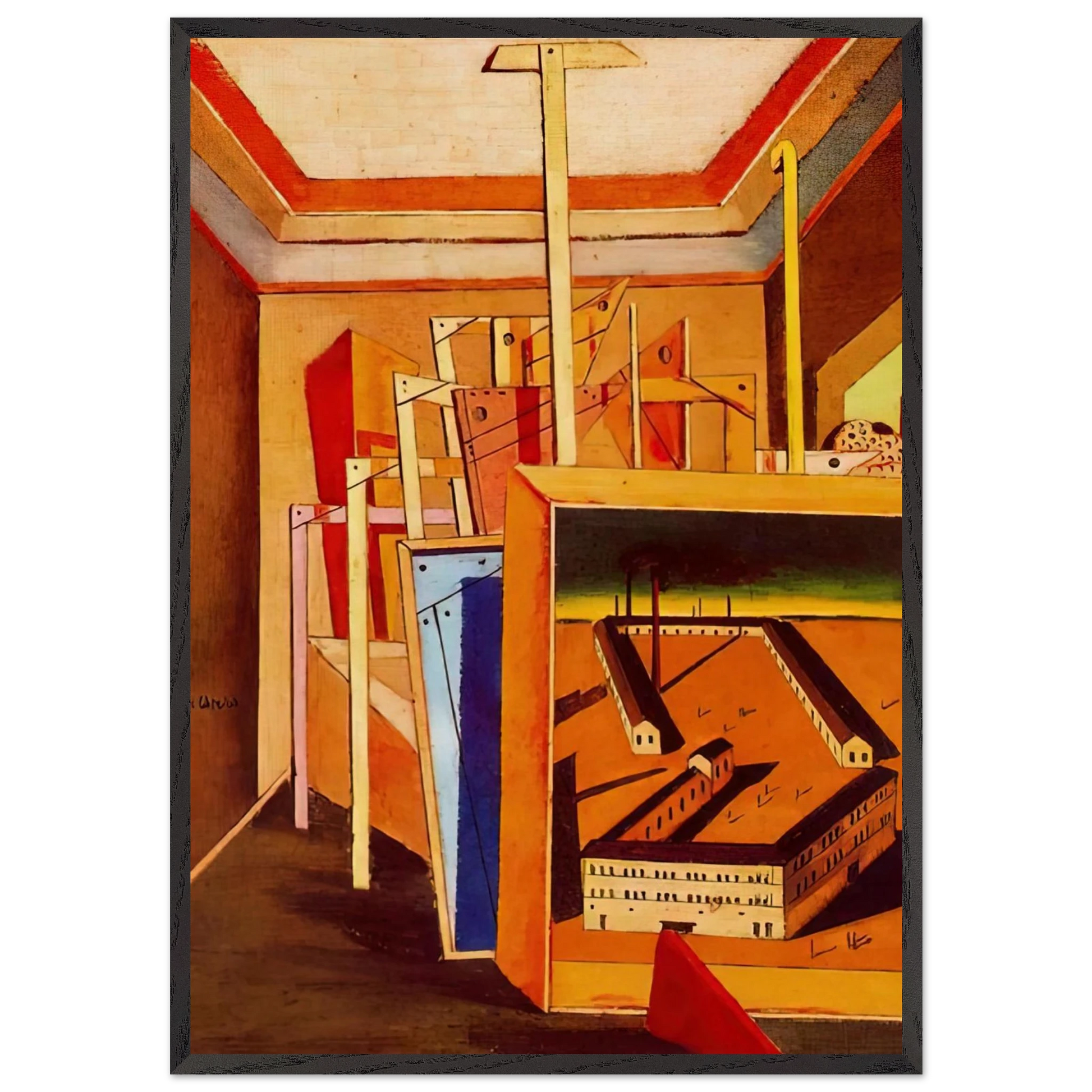 METAPHYSICAL INTERIOR OF STUDIO 1948 - Giorgio de Chirico Framed Art Print – Black Wooden Frame - Default Title - -Framed Art Print