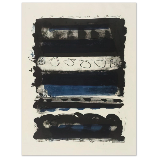 Patrick Heron - Black and Blue Stripes - 1958 Fine Art Poster - Default Title