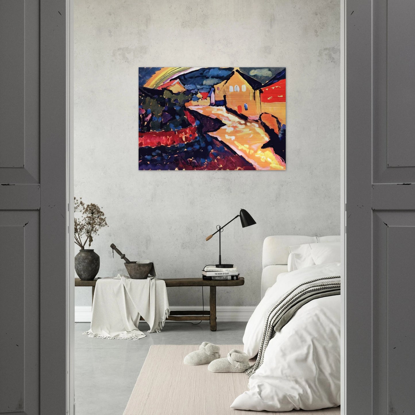 MURNAU WITH RAINBOW 1909 - Wassily Kandinsky Brushed Aluminum Print - 70x100 cm / 28x40 inches | Wassily Kandinsky Aluminum Print | Wassily Kandinsky Prints