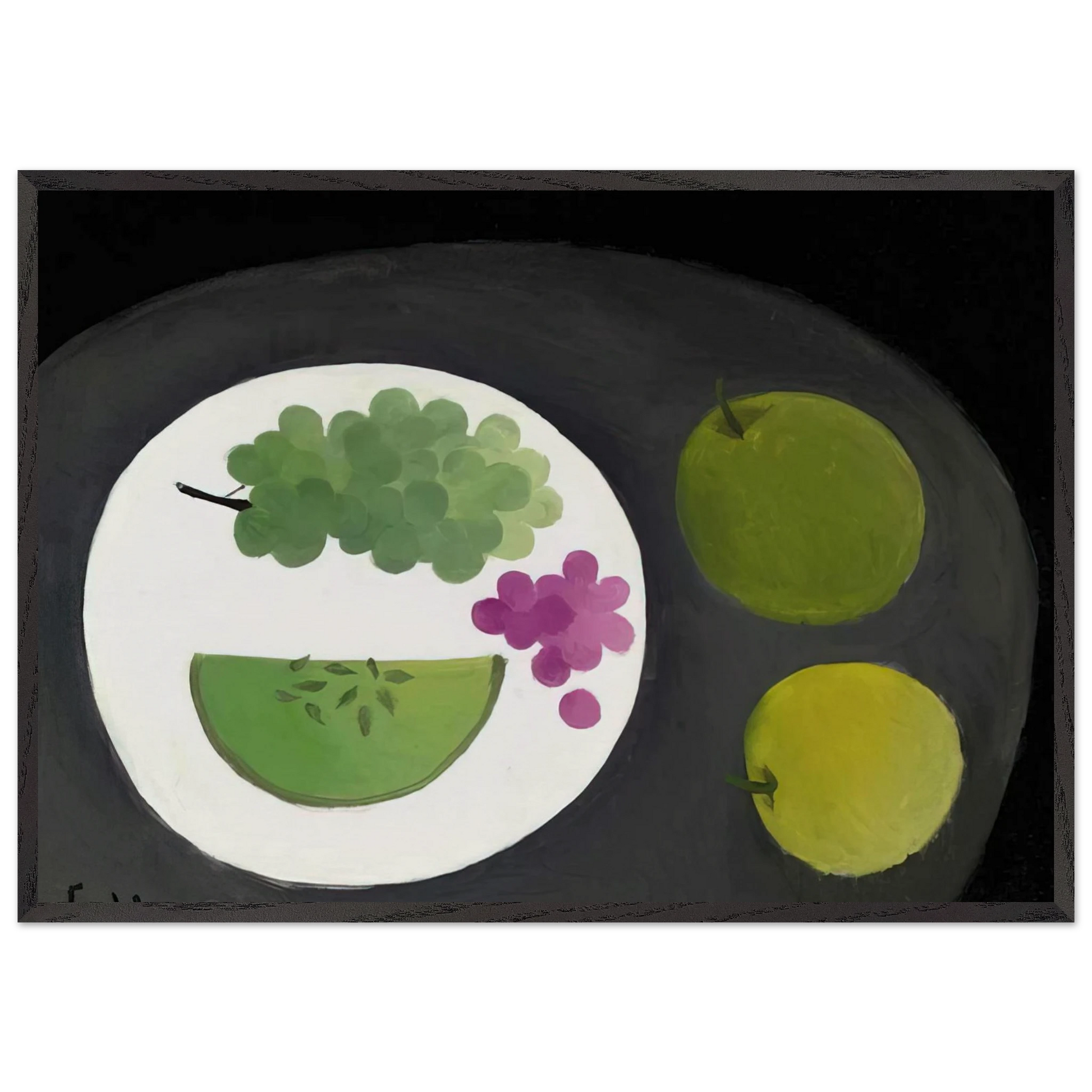 Melon and Grapes - 2009 - Mary Fedden Framed Art Print – Black Wooden Frame - Default Title - -Framed Art Print