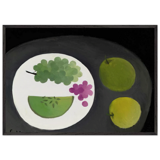Melon and Grapes - 2009 - Mary Fedden Framed Art Print – Black Wooden Frame - Default Title - -Framed Art Print
