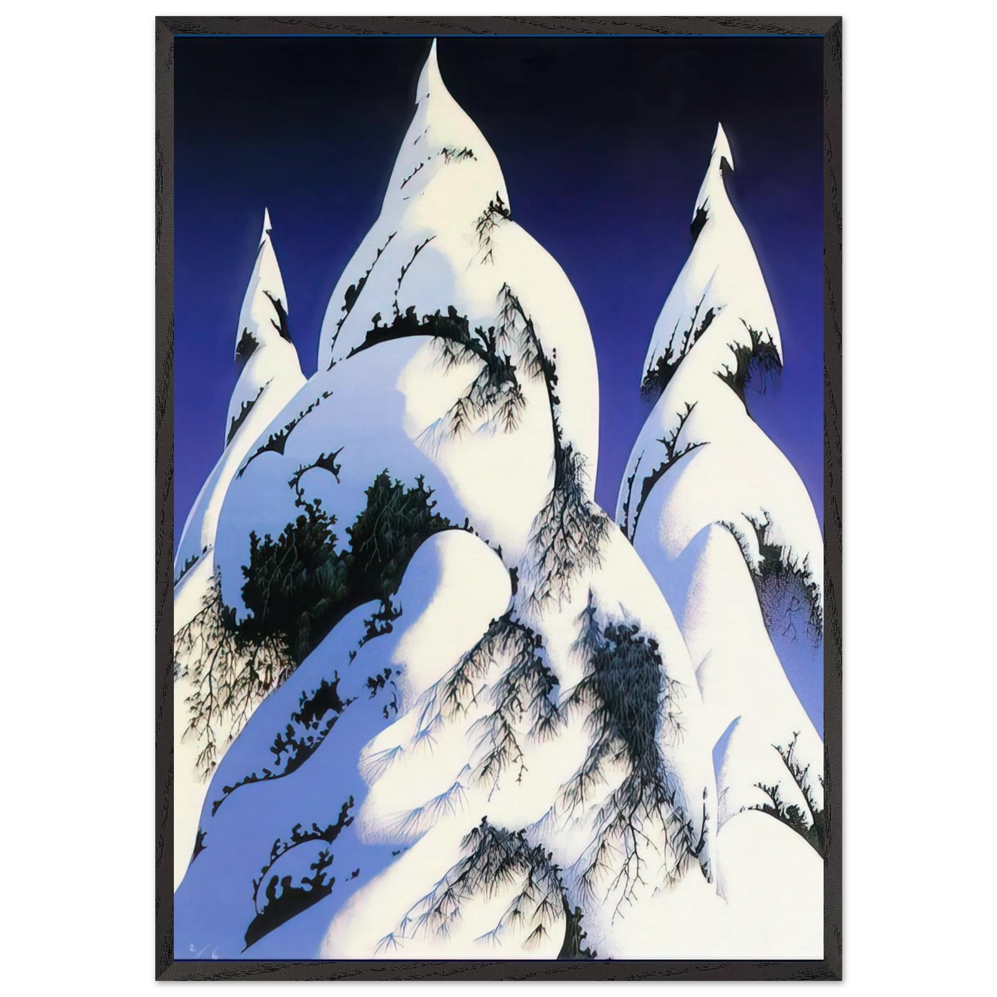 Snow Trees - Eyvind Earle Framed Art Print – Black Wooden Frame - Default Title - -Framed Art Print