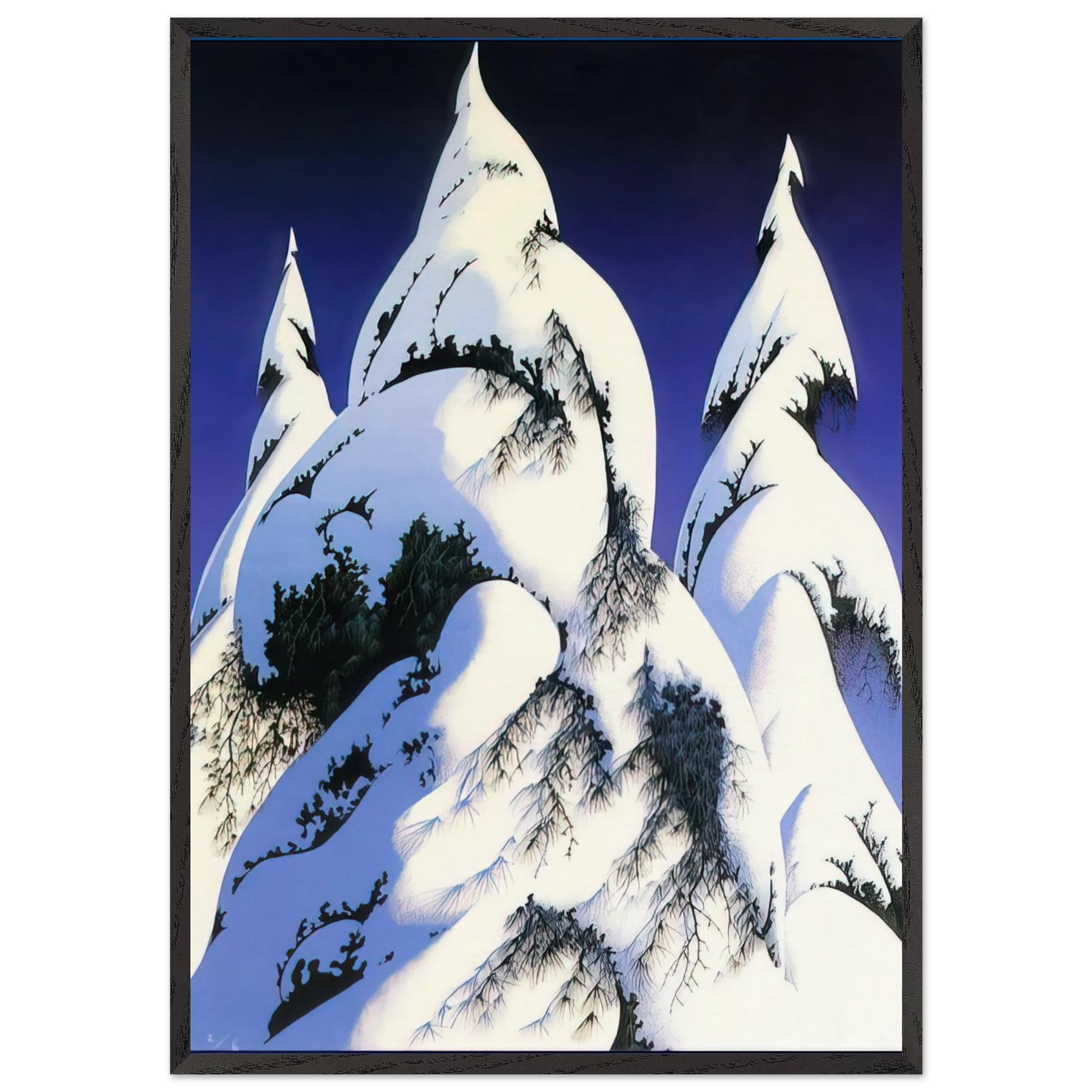 Snow Trees - Eyvind Earle Framed Art Print – Black Wooden Frame - Default Title - -Framed Art Print