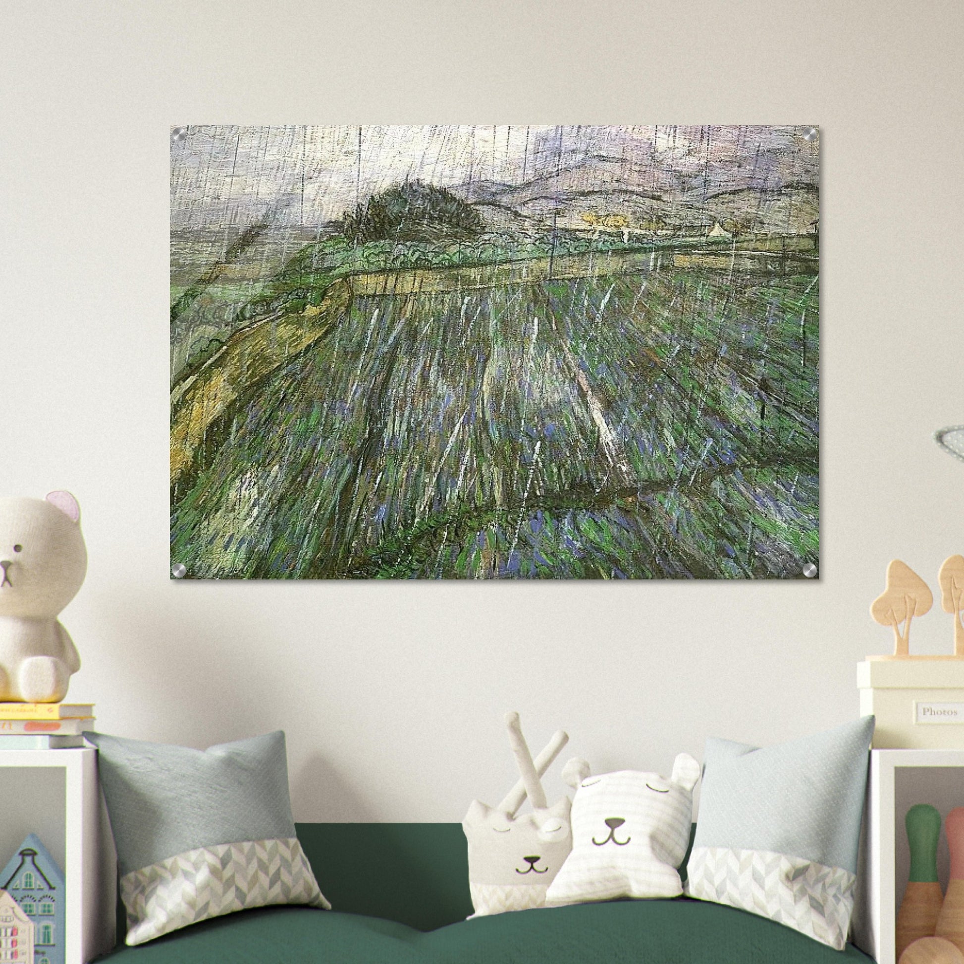 Wheat Field in Rain - Vincent van Gogh Acrylic Print - 70x100 cm / 28x40″ inches | Vincent van Gogh Wall Art | Vincent van Gogh Prints