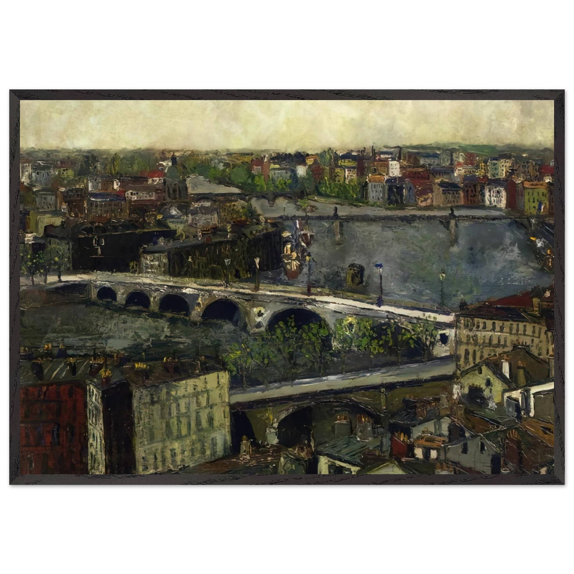 THE BRIDGES OF TOULOUSE - Maurice Utrillo Framed Art Print – Black Wooden Frame - Default Title - -Framed Art Print