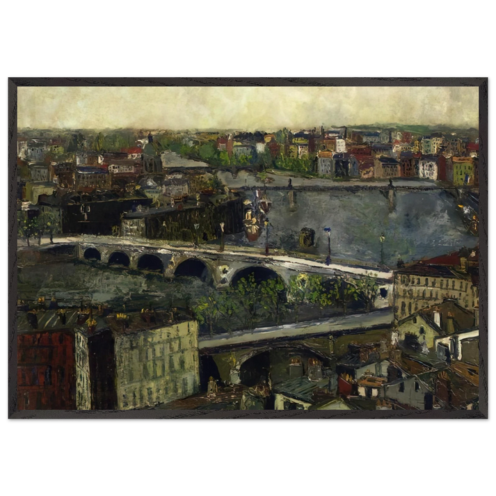 THE BRIDGES OF TOULOUSE - Maurice Utrillo 70x100 cm / 28x40 inches Framed Art Print – Black Wooden Frame