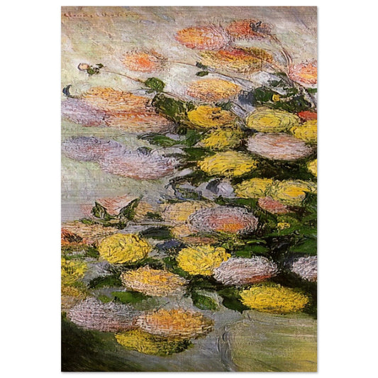 Vase of Dahlias - claude monet Brushed Aluminum Print - 70x100 cm / 28x40 inches | claude monet Aluminum Print | claude monet Prints