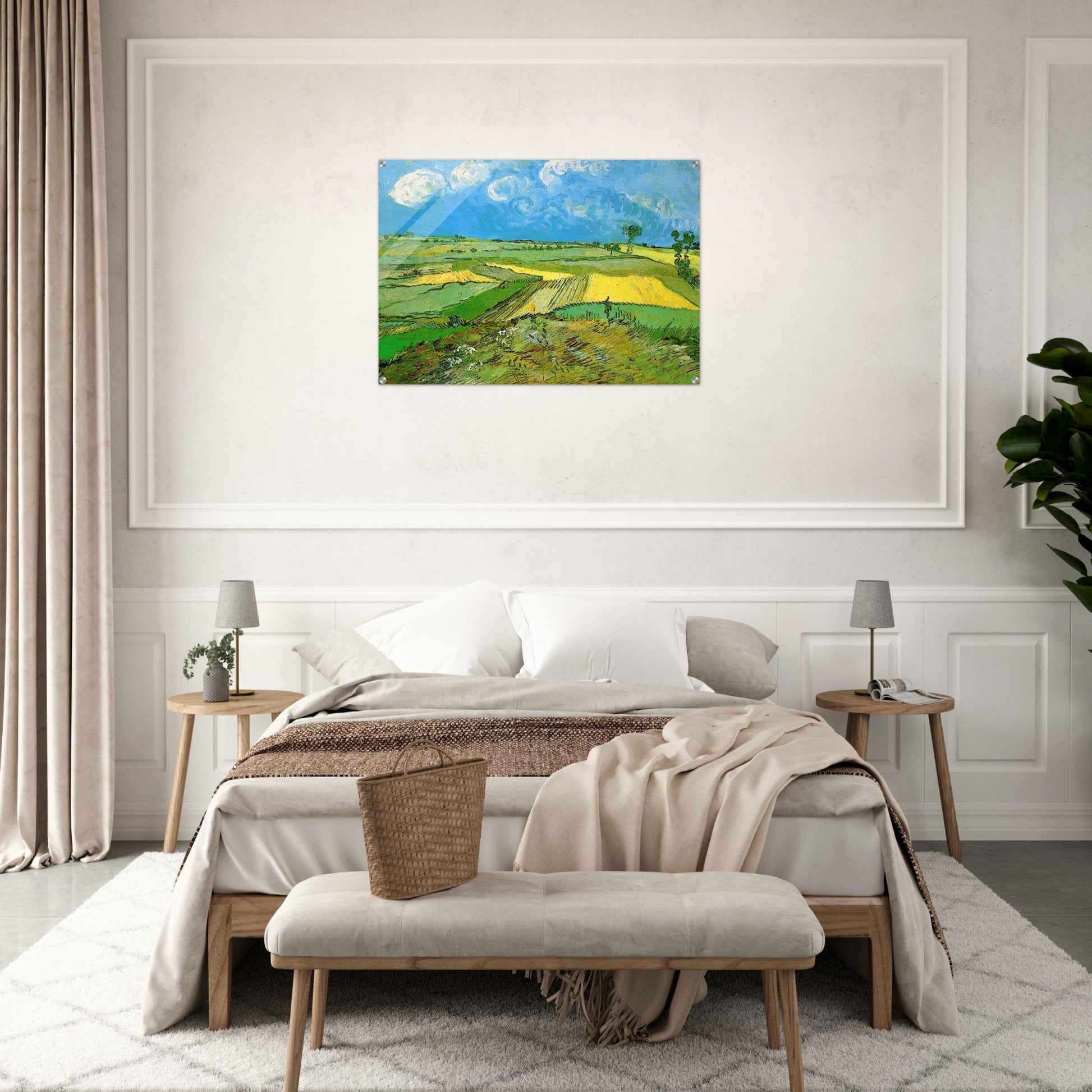 Wheat Fields at Auvers Under Clouded Sky - Vincent van Gogh Acrylic Print - 70x100 cm / 28x40″ inches