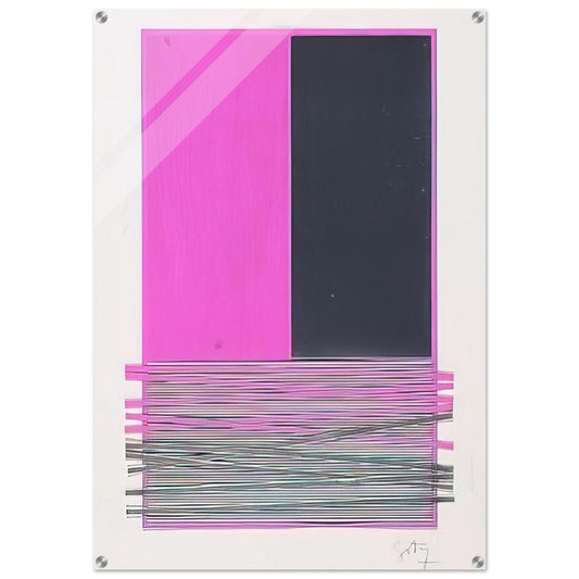 ABSTRACT COMPOSITION WITH SILVER AND MAGENTA 1970 - Jesus Rafael Soto Acrylic Print - 70x100 cm / 28x40″ inches | Jesus Rafael Soto Wall Art | Jesus Rafael Soto Prints