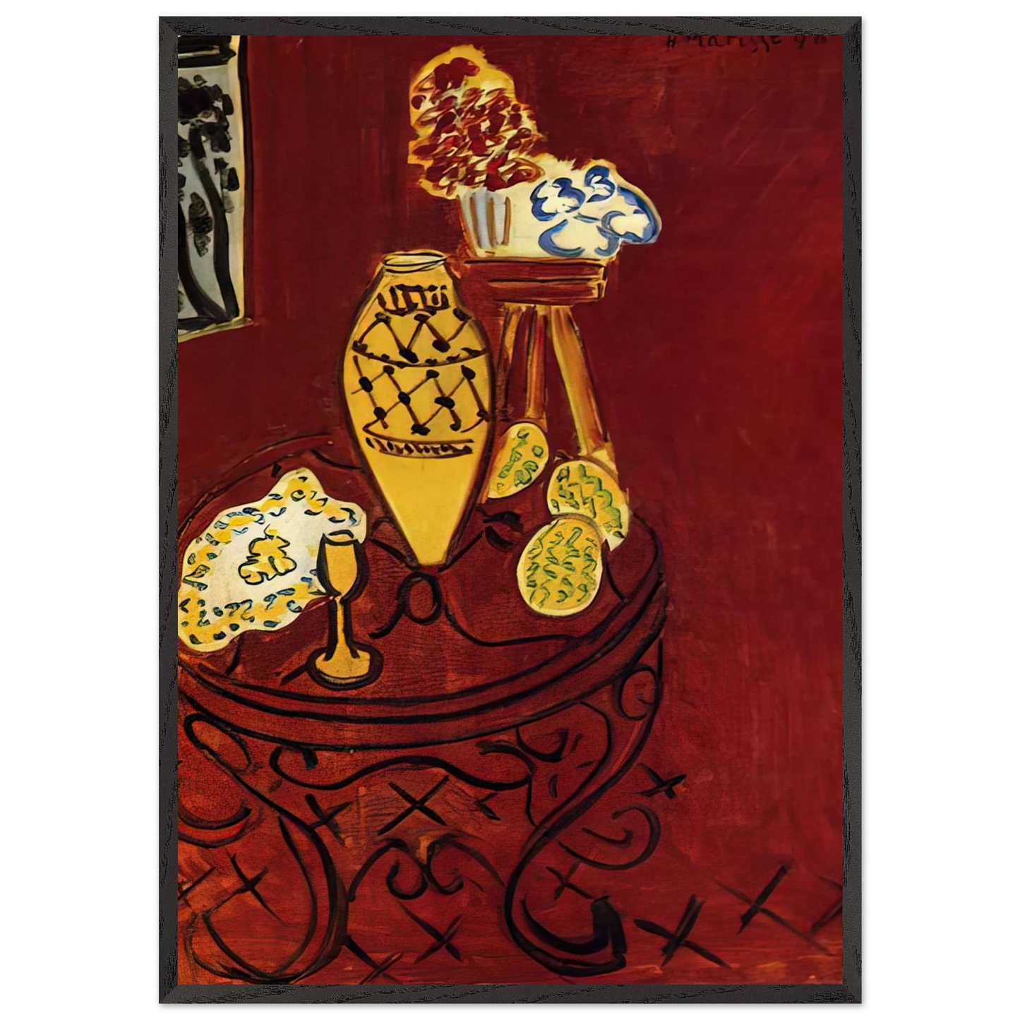 INTERIOR IN VENETIAN RED 1946 - Henri Matisse Framed Art Print – Black Wooden Frame - Default Title - -Framed Art Print