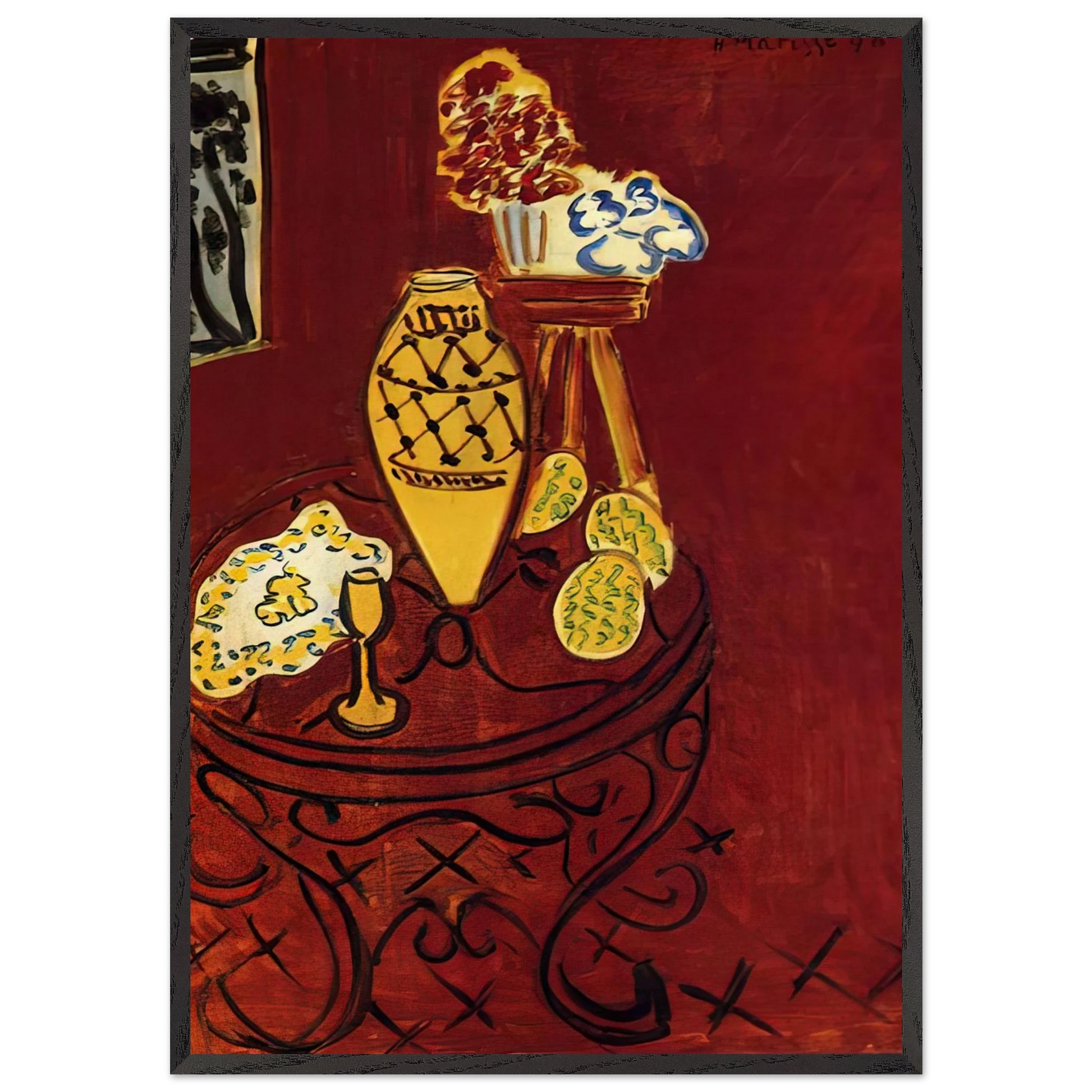 INTERIOR IN VENETIAN RED 1946 - Henri Matisse Framed Art Print – Black Wooden Frame - Default Title - -Framed Art Print