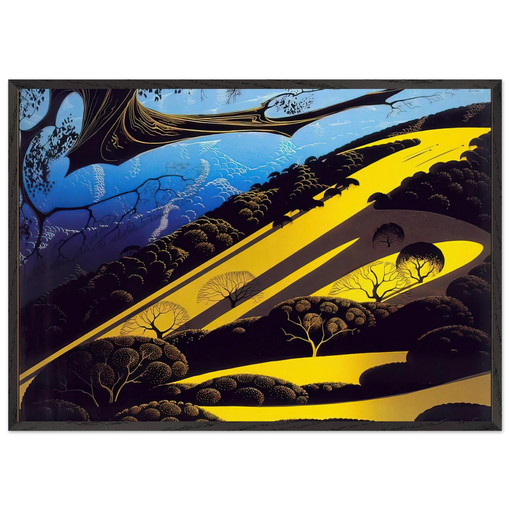 Gaviota Pass - Eyvind Earle Framed Art Print – Black Wooden Frame - Default Title - -Framed Art Print