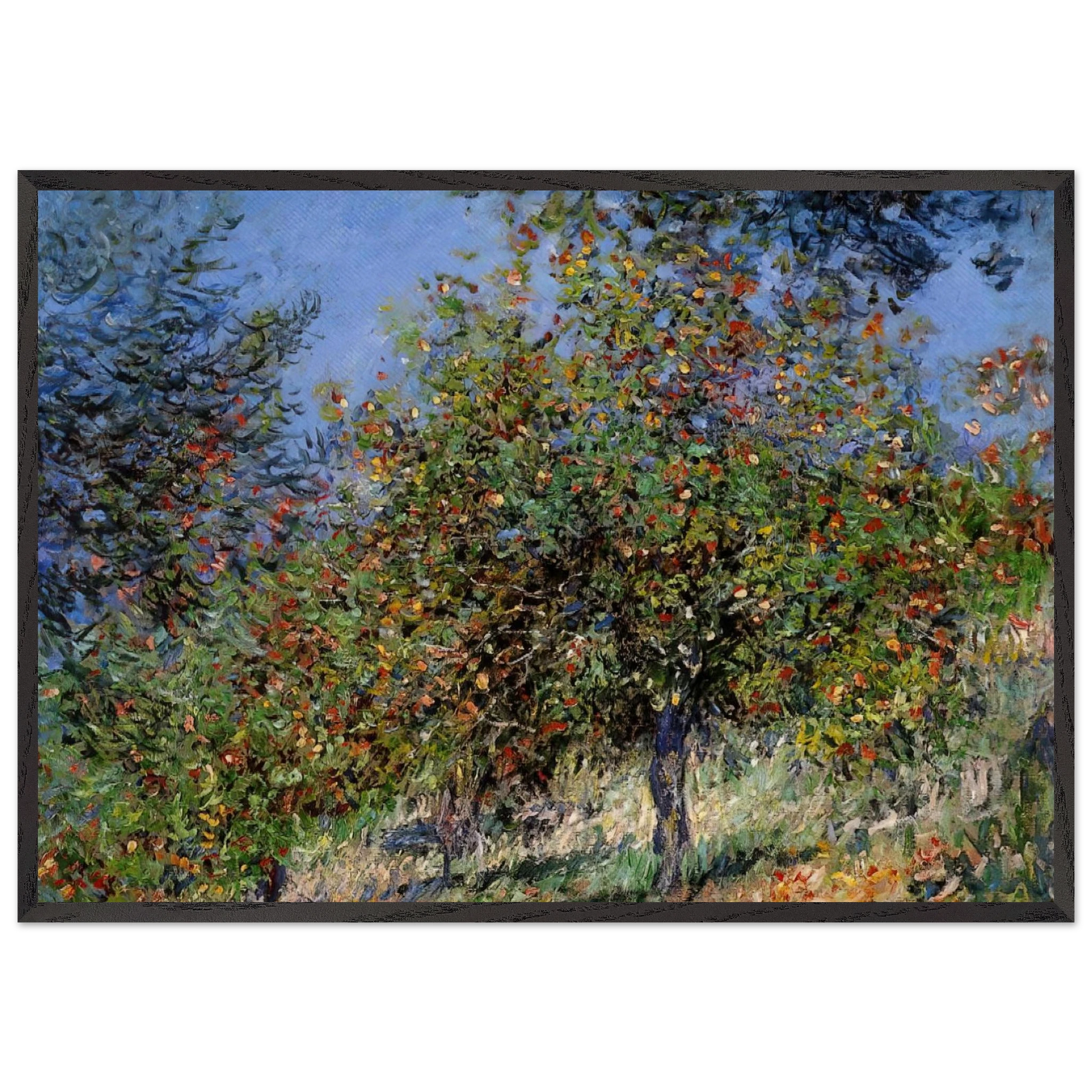 Apple Trees on the Chantemesle Hill - claude monet Framed Art Print – Black Wooden Frame - Default Title - -Framed Art Print