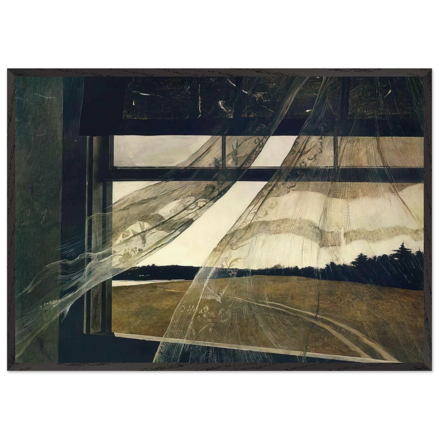WIND FROM THE SEA 1947 - Andrew Wyeth Framed Art Print – Black Wooden Frame - Default Title - -Framed Art Print