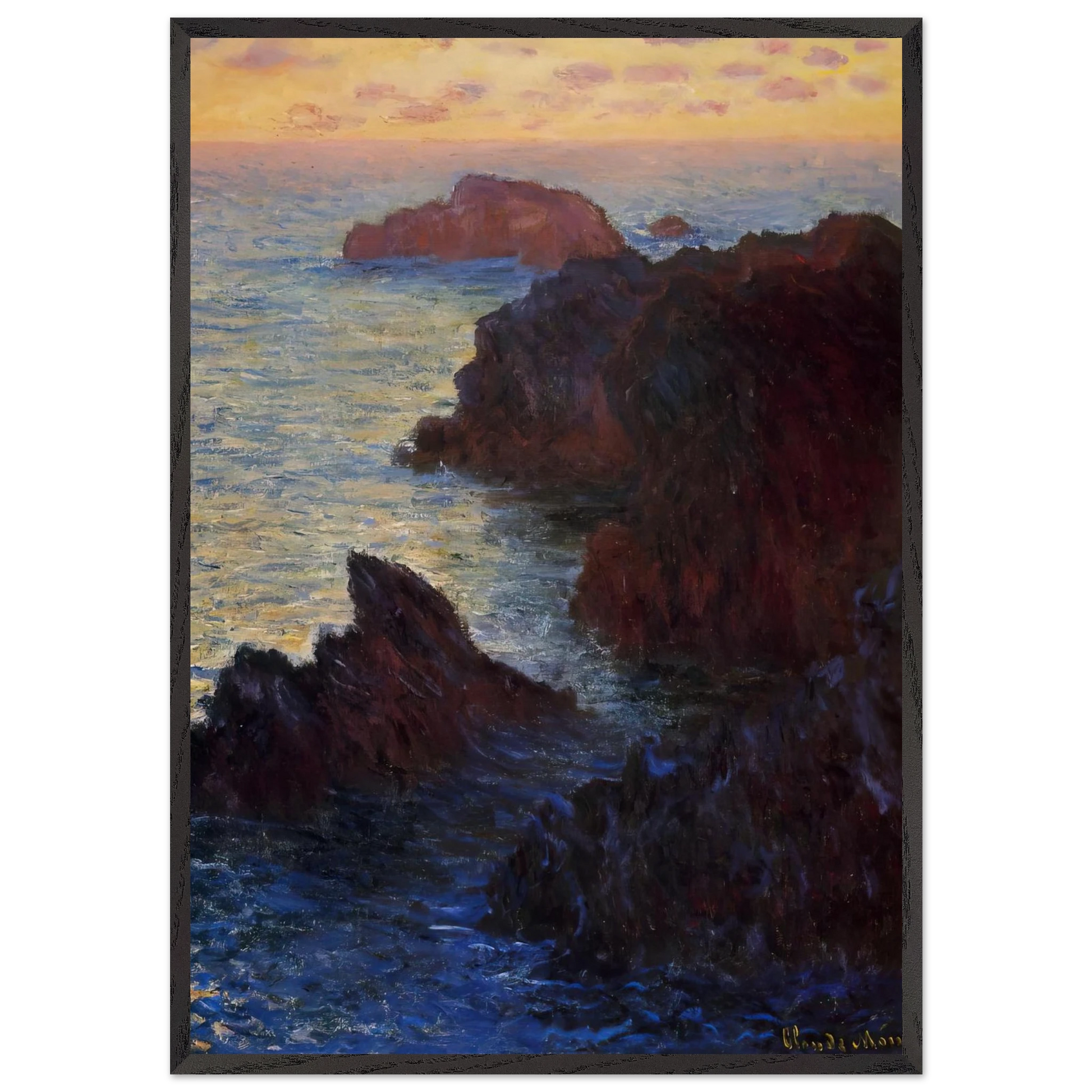 Rocky Point at Port-Goulphar - claude monet Framed Art Print – Black Wooden Frame - Default Title - -Framed Art Print