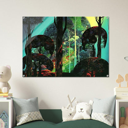 Fired by Sun - Eyvind Earle Acrylic Print - 70x100 cm / 28x40″ inches | Eyvind Earle Wall Art | Eyvind Earle Prints